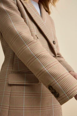 Giacca Check Doppiopetto in Misto Cotone - CAMMELLO QUADRI