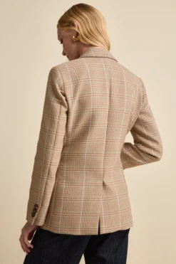 Giacca Check Doppiopetto in Misto Cotone - CAMMELLO QUADRI