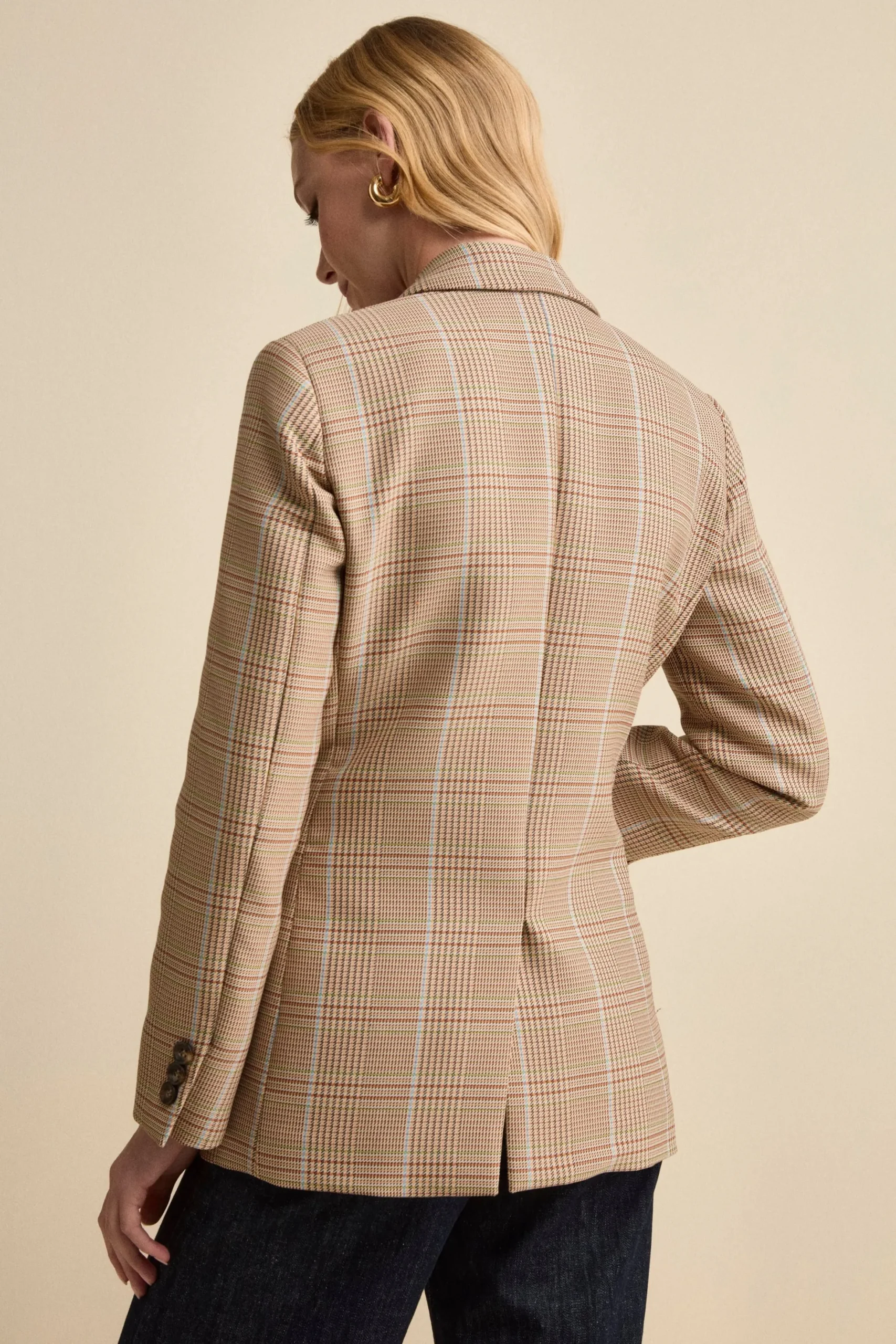 Giacca Check Doppiopetto in Misto Cotone - CAMMELLO QUADRI