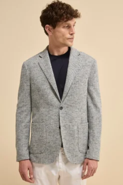 Giacca Check in Jersey - BLU/BIANCO