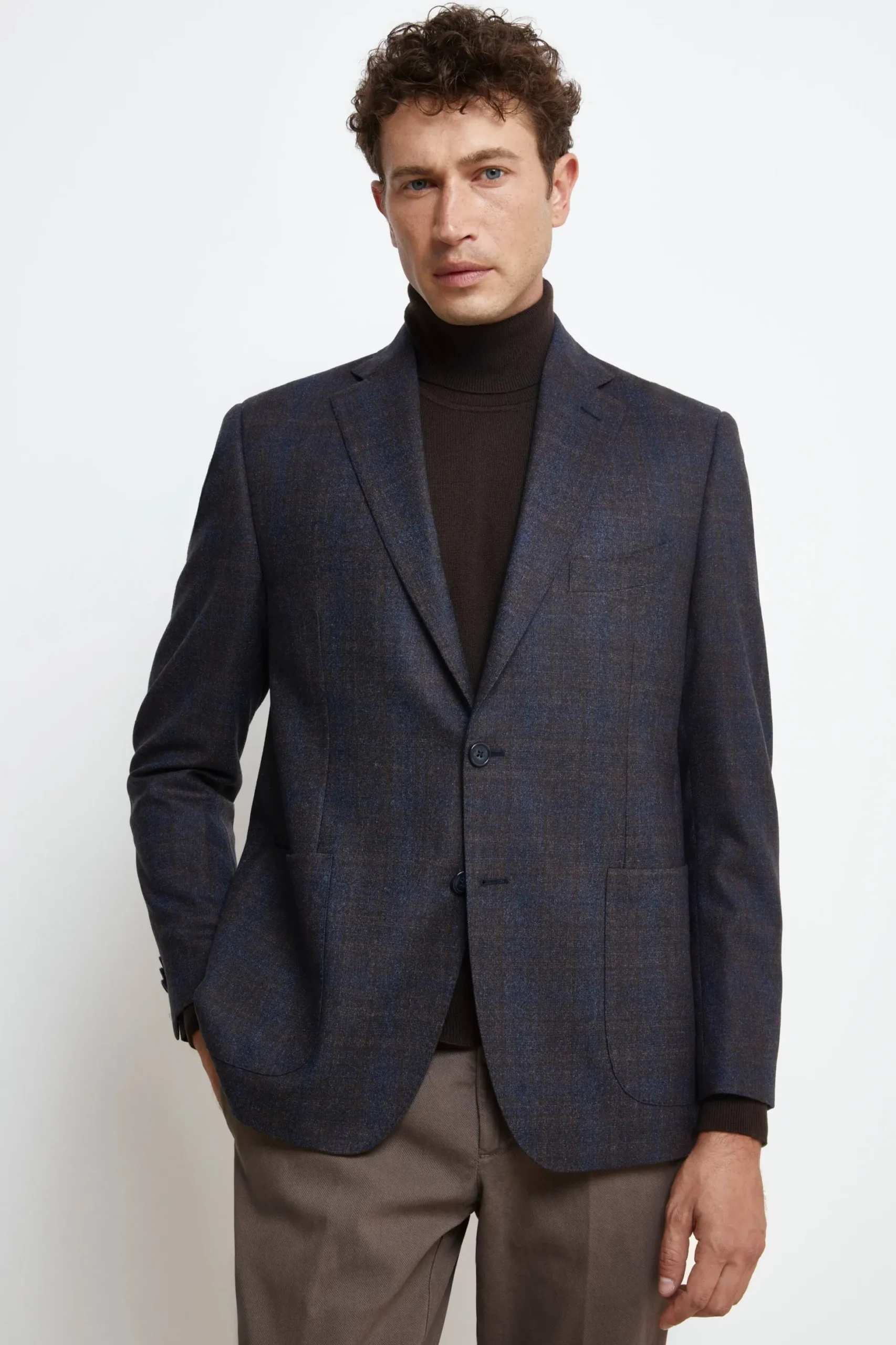 Giacca Check in Lana - BLU QUADRI