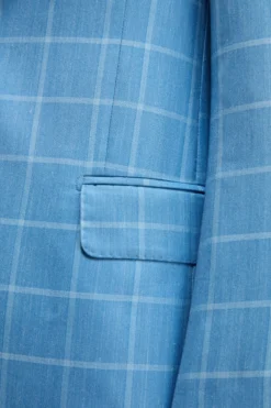 Giacca Check Monopetto in Seta e Cashmere - AZZURRO QUADRI