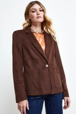 Giacca Daino Regular Fit - COGNAC