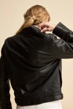 Giacca di Pelle Coreana con Zip - NERO
