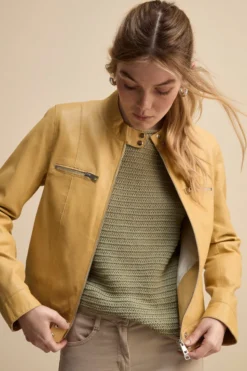 Giacca di Pelle Coreana con Zip - GRANO