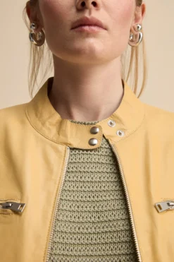 Giacca di Pelle Coreana con Zip - GRANO