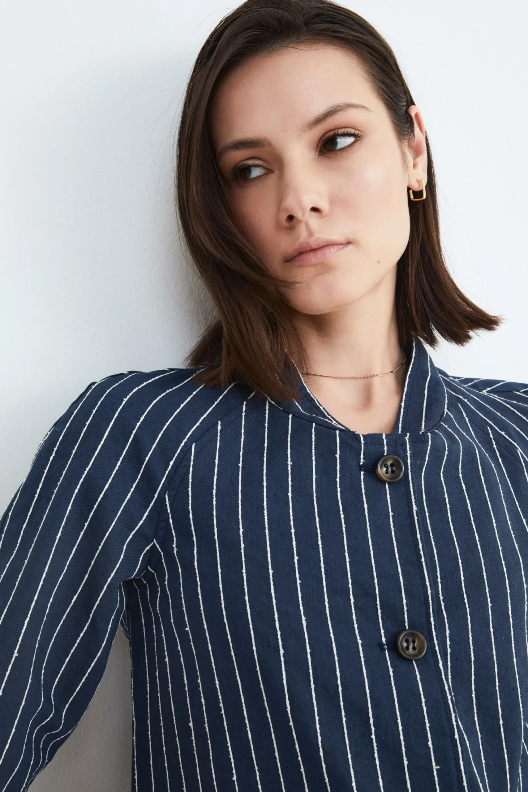 Giacca donna gessata - RIGATO BLU/BEIGE