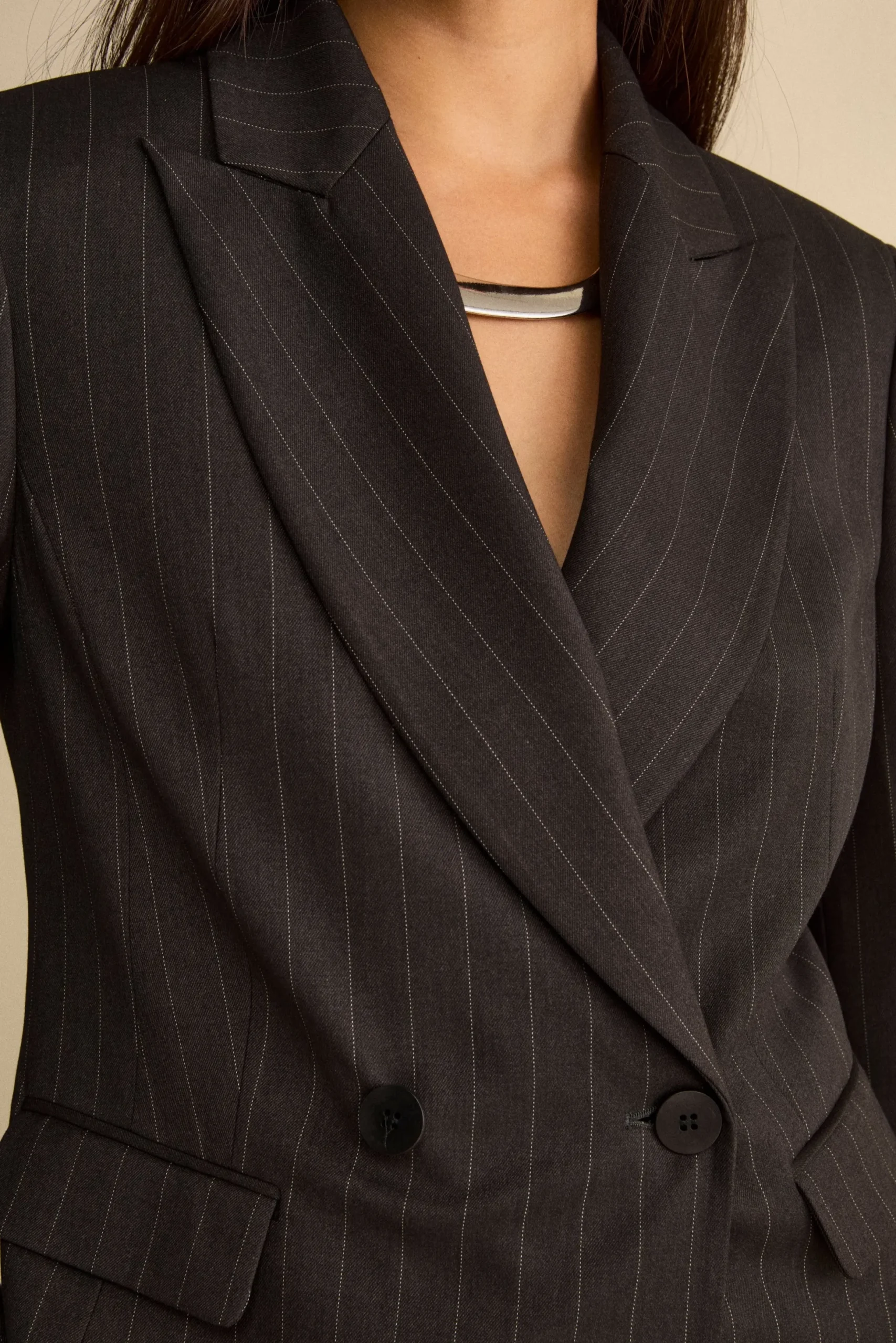 Giacca Doppiopetto Gessata Regular Fit - GRIGIO GESSATO