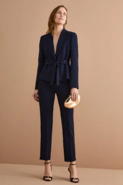 Giacca Elegante da Cerimonia in Cady con Cintura - BLU