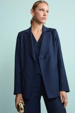 Giacca Elegante Foderata in Lana Vergine - BLU