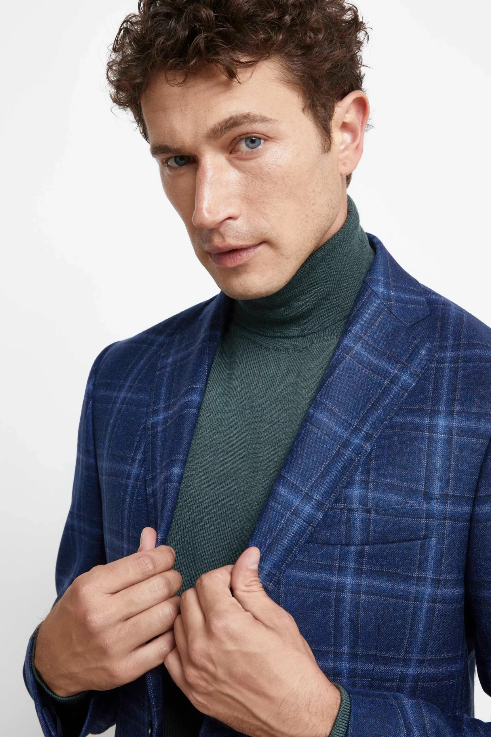 Giacca Elegante in Lana - BLU QUADRI