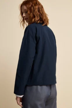 Giacca Impermeabile Sfoderata in Misto Cotone - BLU