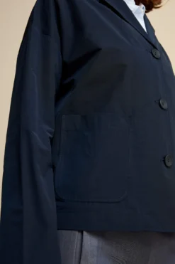 Giacca Impermeabile Sfoderata in Misto Cotone - BLU