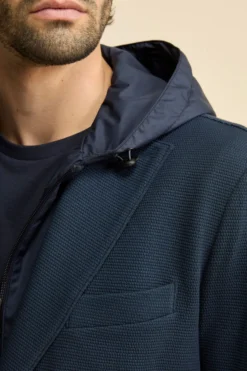 Giacca in Cotone con Pettorina e Cappuccio - BLU