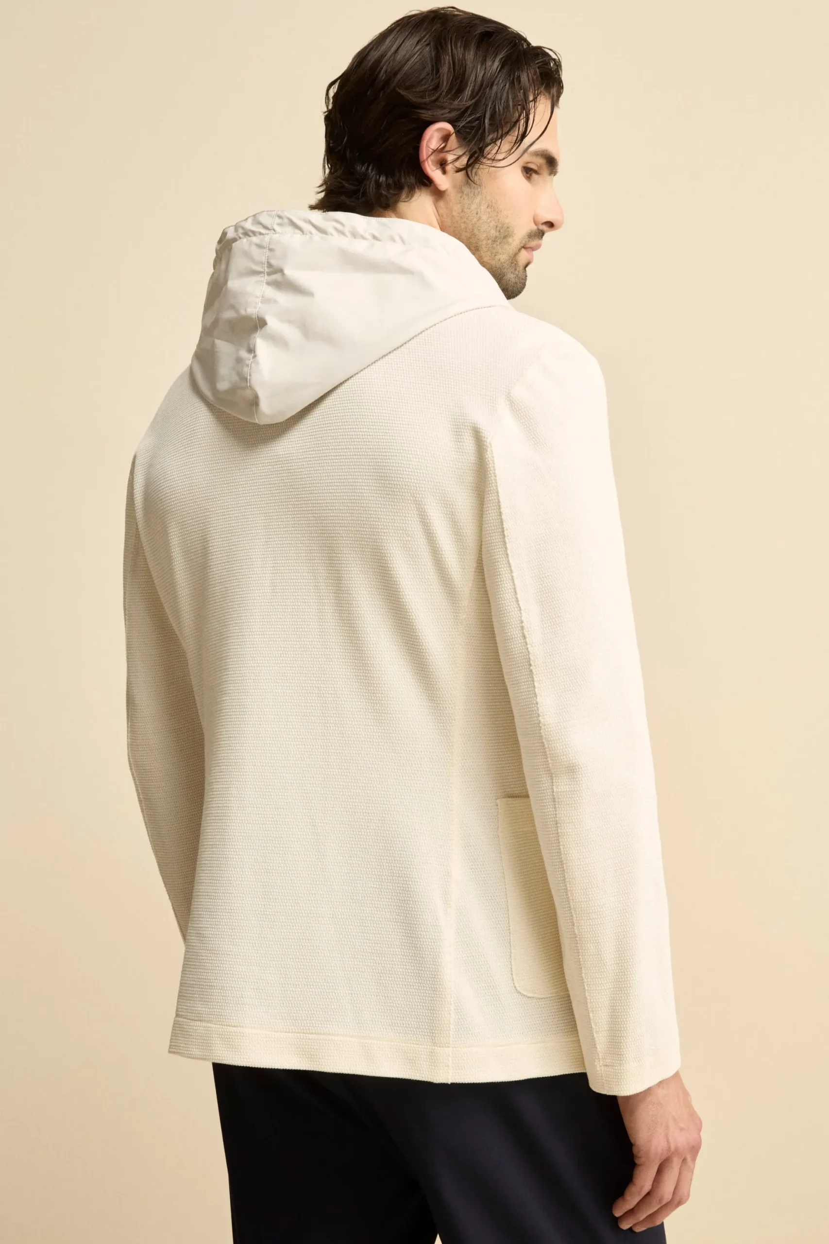 Giacca in Cotone con Pettorina e Cappuccio - NATURALE