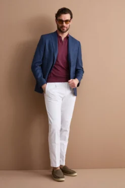Giacca Monopetto Foderata Slim Fit in Pura Lana Vergine - FANT. BLU