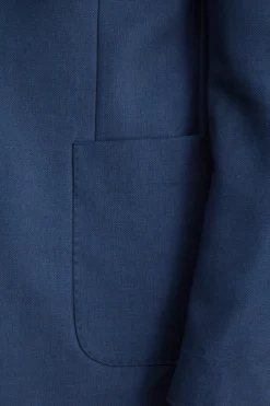 Giacca Monopetto Foderata Slim Fit in Pura Lana Vergine - FANT. BLU