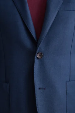 Giacca Monopetto Foderata Slim Fit in Pura Lana Vergine - FANT. BLU