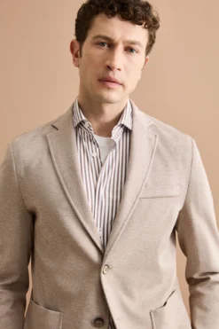 Giacca Monopetto Slim Fit con Revers Classico - NATURALE