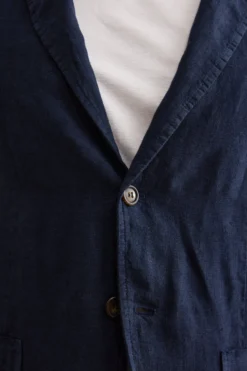 Giacca Regular Fit Sfoderata in Lino - BLU