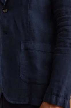 Giacca Regular Fit Sfoderata in Lino - BLU