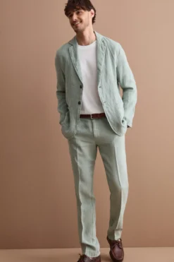 Giacca Regular Fit Sfoderata in Lino - VERDE
