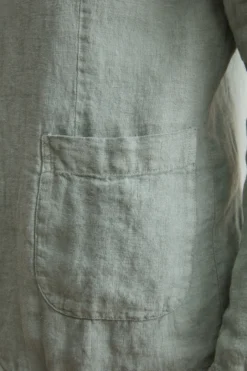 Giacca Regular Fit Sfoderata in Lino - VERDE