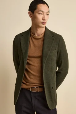 Giacca Sfoderata Slim Fit in Misto Cotone - VERDE