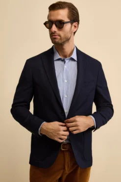 Giacca Slim Fit Monopetto in Lana Vergine - BLU