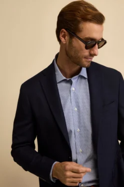 Giacca Slim Fit Monopetto in Lana Vergine - BLU