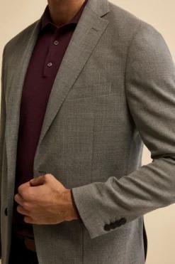 Giacca Slim Fit Monopetto in Lana Vergine - GRIGIO CHIARO