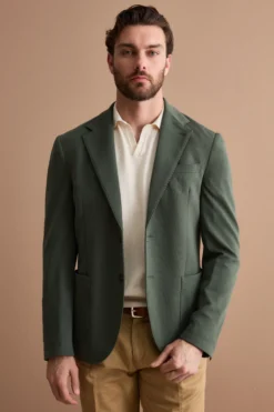 Giacca Slim Fit Semifoderata Revers Classico - VERDE