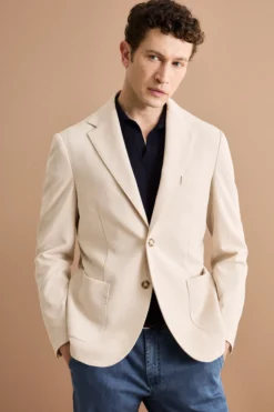 Giacca Slim Fit Semifoderata Revers Classico - BEIGE