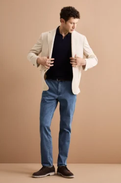 Giacca Slim Fit Semifoderata Revers Classico - BEIGE