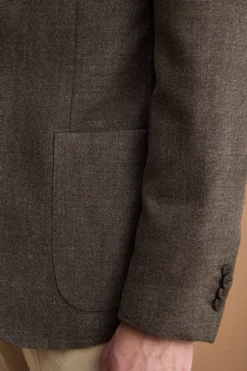 Giacca Slim Fit Semifoderata in Lana Vergine - MARRONE