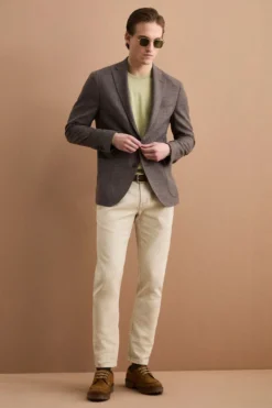 Giacca Slim Fit Semifoderata in Lana Vergine - MARRONE