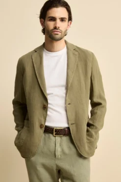 Giacca Verde in Lino - VERDE MILITARE