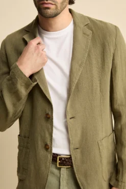 Giacca Verde in Lino - VERDE MILITARE