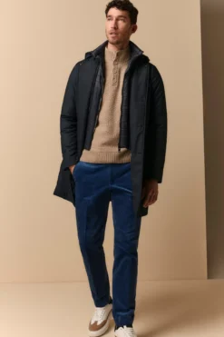Giaccone lungo con Cappuccio Removibile - BLU