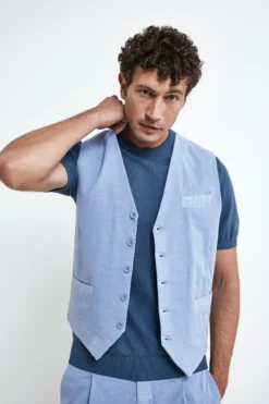 Gilet Casual in Cotone - AZZURRO