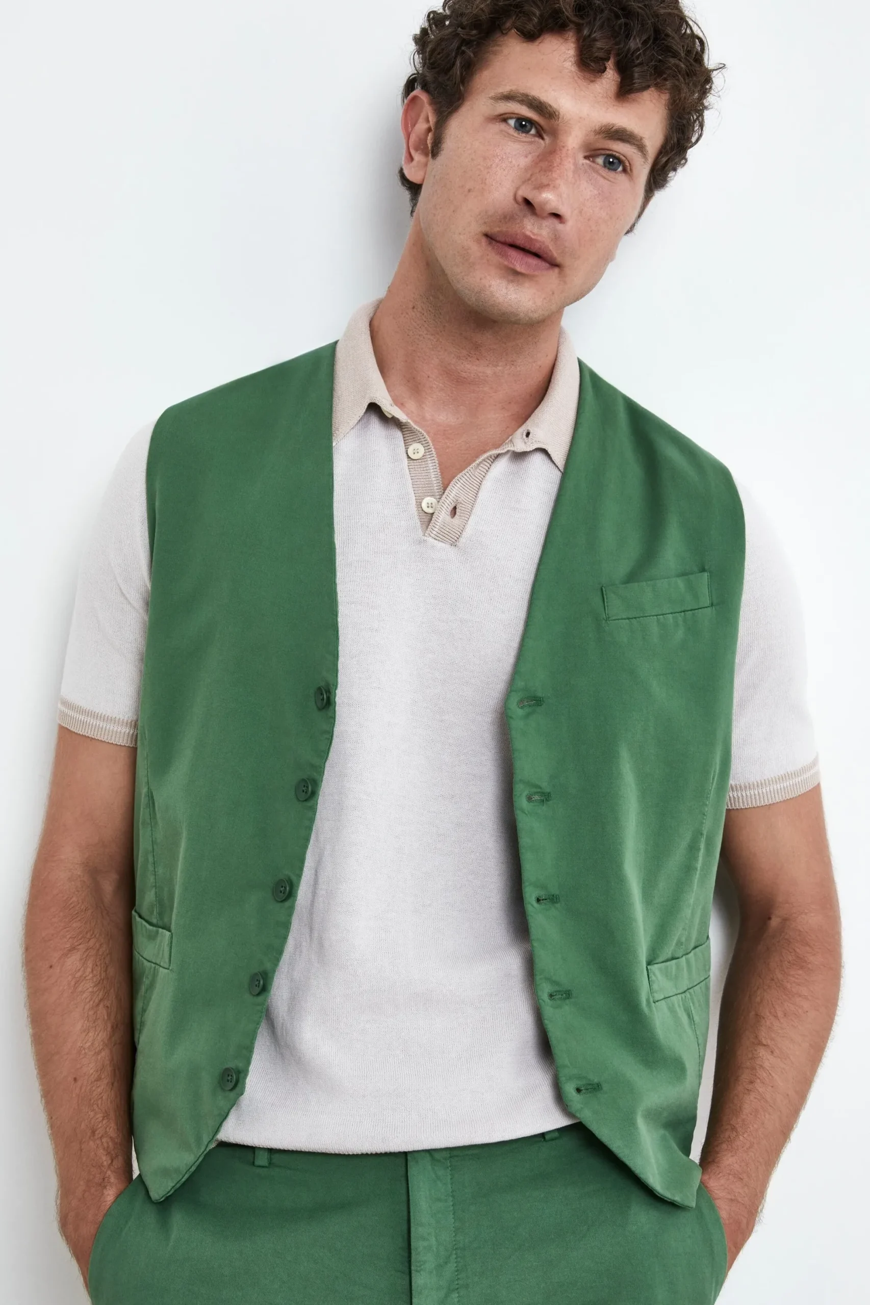 Gilet Casual in Cotone - VERDE