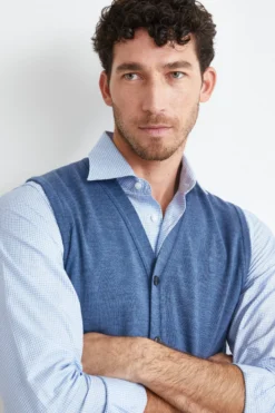 Gilet con Bottoni in Lana merino - JEANS