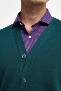 Gilet con Bottoni in Lana merino - VERDE SCURO