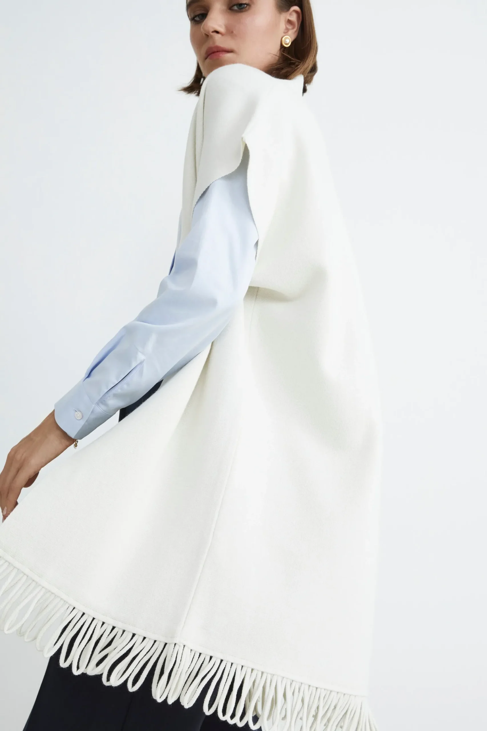 Gilet con frange - ECRU