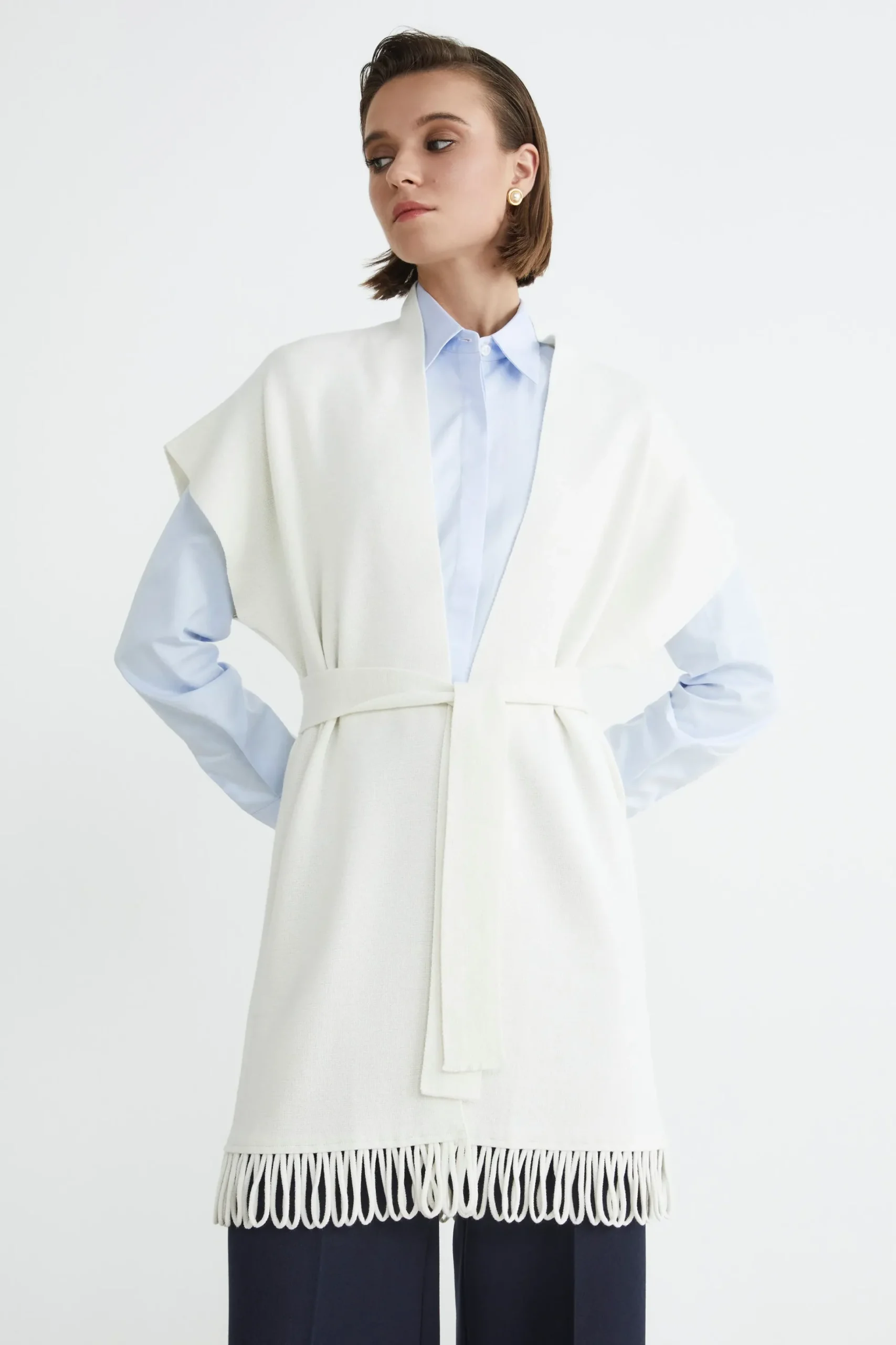 Gilet con frange - ECRU