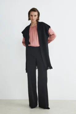 Gilet con frange - NERO