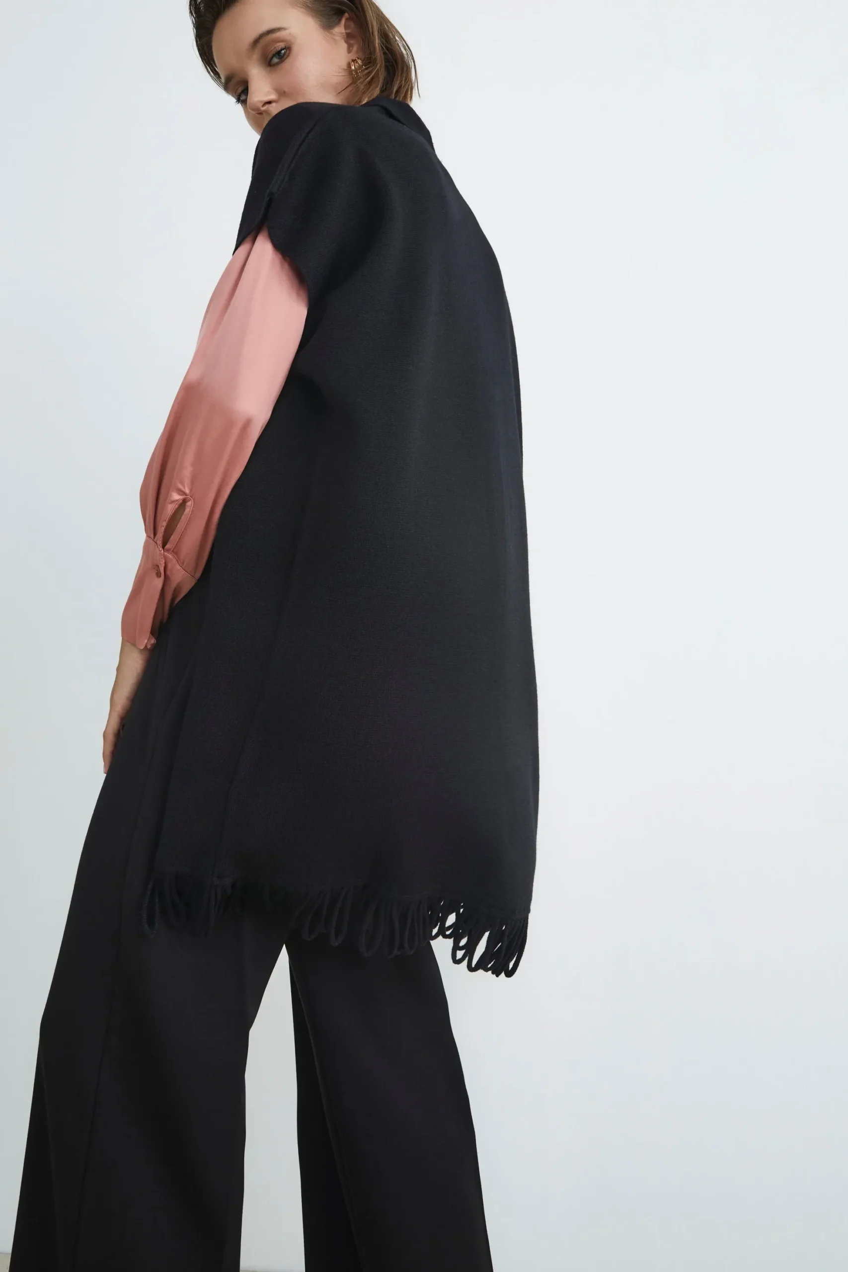 Gilet con frange - NERO