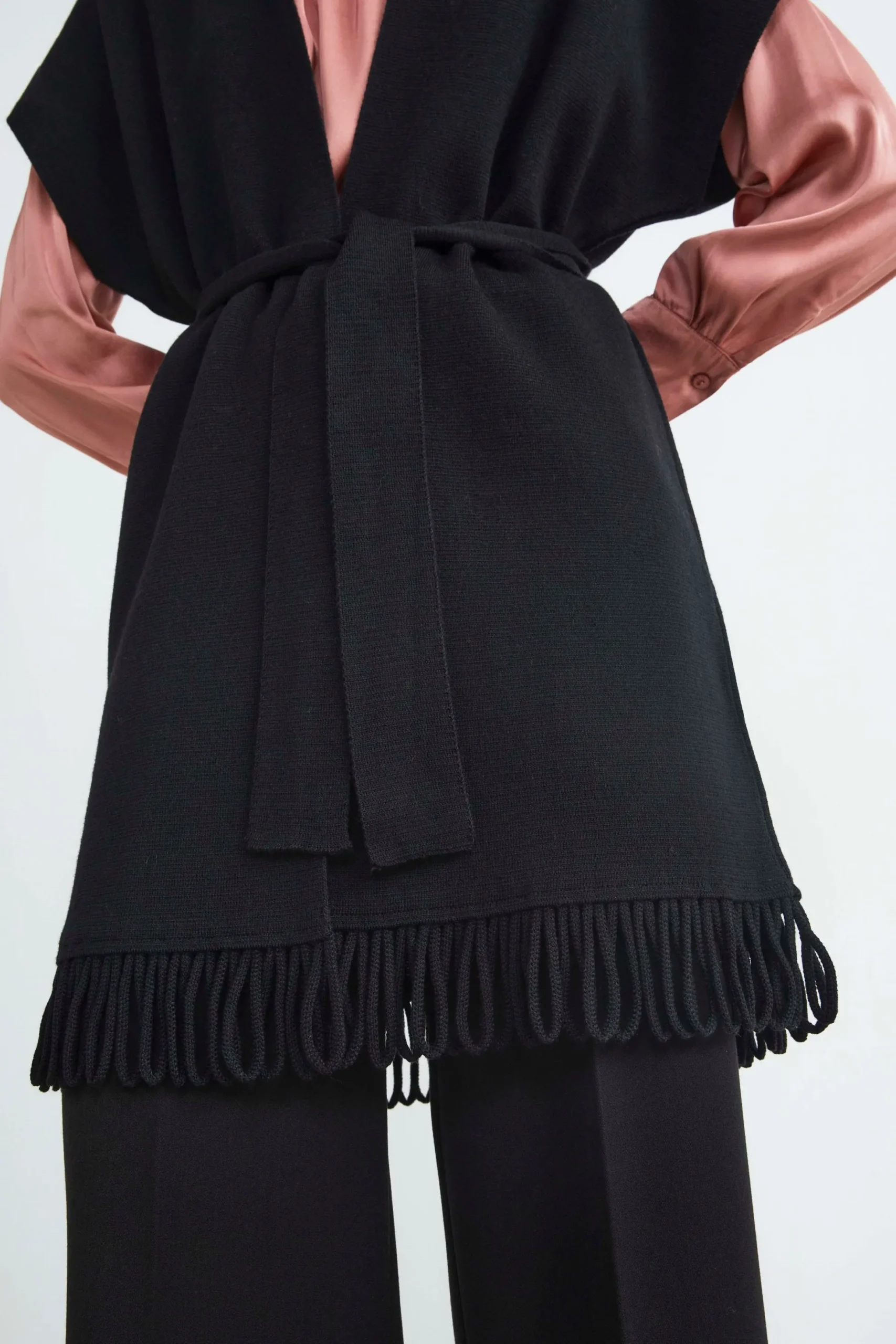 Gilet con frange - NERO