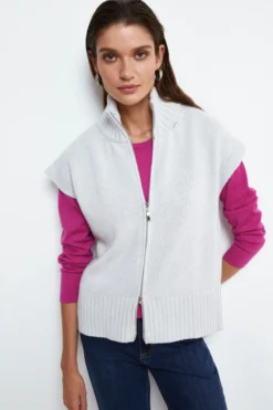 Gilet con Zip in Misto Cashmere - PERLA