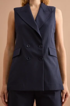 Gilet Doppiopetto da Cerimonia in Lana Vergine - BLU